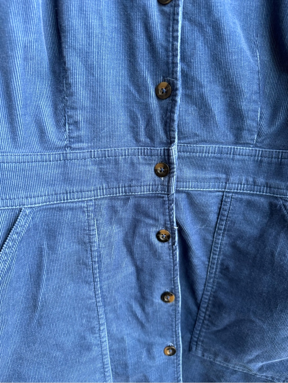 Boden Flora Cord Midi Shirt Dress Blue Office Button Front Classic size 10R - Picture 5 of 12